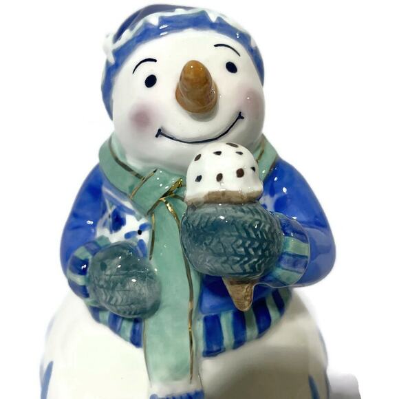 Waterford Holiday Heirlooms Lismore Lyle Bell Snowman With Cone 2005 4.5" - Picture 9 of 13